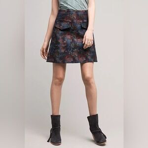 ERIN FETHERSTON by ANTHROPOLOGIE NWOT Midnight Blooms Mini Skirt in Black Motif